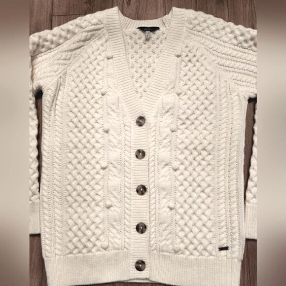 Joules Heritage Cable Cardigan Aidy 214474 Wool Blend Cream Size EU 38 US 6 - Picture 8 of 13